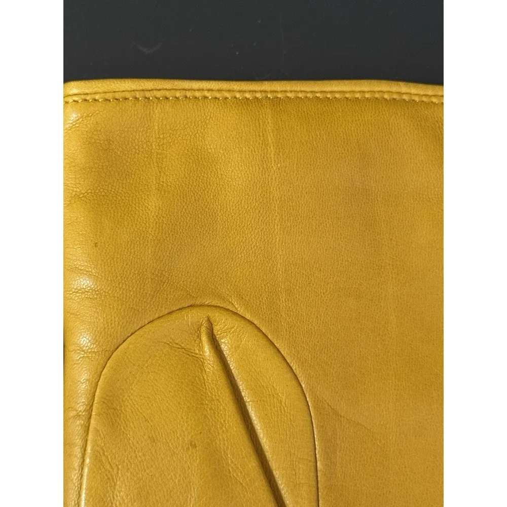Coach Yellow Leather‎ Quilted Bow Heart Wool Lined Gloves Size 8